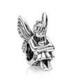 Silver fairy charm bead in sitting pose with wing details for DIY jewelry bracelets - Sitting Fairy