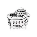 Silver cruise ship charm bead with anchor detail for DIY bracelet jewelry - Luxury Cruise Anchor