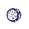 Detalle de dije de copo de nieve de plata 925 con gemas azul oscuro para pulseras de bricolaje - Copo Plateado en Relieve (6)