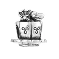 Silver bead charm featuring mouse in coffee cup with Be Mine heart for bracelets - Coffee Cup Mouse