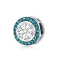 Abalorio de copo de nieve plateado con cristales azules para pulseras de Navidad - Copo Calado Diamante Azul (5)