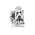 Silver praying angel charm bead with wings and halo for DIY beaded bracelets - Praying Angel