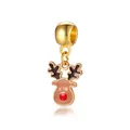 Pendentif renne de Noël doré avec nez rouge et émail pour colliers et bijoux - Renne Brun / Marron