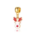 Détail d'une breloque renne de Noël dorée avec émail pour la création de bijoux DIY - Renne blanc / Blanc