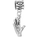 Silver Vulcan salute charm with heart detail and engraved bail on a white background - Vulcan Salute (4)