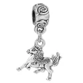 925 sterling silver running horse charm with traditional coin patterns for DIY bracelets - Running Horse Coin