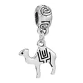 Silver boho camel charm pendant with geometric engravings for DIY charm bracelets - Bohemian Camel