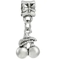 Silver cherry pendant bead with butterfly pattern for personalized DIY jewelry making - Butterfly Cherry Pendant