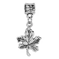 Silver maple leaf charm with vintage texture and cross bow bead for DIY jewelry - Maple Leaf Large Hole Charm
