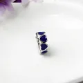 Perla versatile a cuore in smalto blu scuro per bracciali in finitura argento - Blu scuro