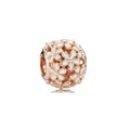 Abalorio de margarita hueca en oro rosa con esmalte blanco para pulseras - Estilo Bola Margarita Calada (5223750110854)