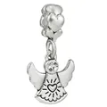 Silver angel charm pendant with heart bail and clear zircon stone for DIY bracelets - Angel Style (1)