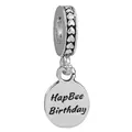 Silver HapBee Birthday heart charm bead made of polished metal for DIY bracelets - Birthday Theme (2)