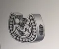 Silver horseshoe charm with hollow heart design and sparkling crystals for DIY bracelets - Hollow Horseshoe Style (5051879824043) / Silver