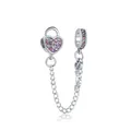 Catena di sicurezza per bracciali con lucchetto a cuore e pietre di zircone viola - Viola