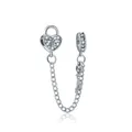 Dettaglio del ciondolo a lucchetto a cuore in argento e chiave con zirconi scintillanti - Bianco AB