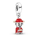 Charm natalizio con Dio della ricchezza in smalto rosso e dettaglio in lingotto d'oro - Stile Dio della Ricchezza (028)
