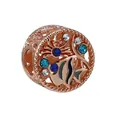 Rose gold charm bead featuring hollow tropical fish and crab with blue crystals for DIY bracelet - Rose Gold Marine Life Style (021)