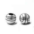 Zilveren basketbal bedeltjes met gravure voor DIY sieraden en armbanden - Basketbalstijl