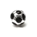 Fußball-Perle aus Silber mit schwarzer Emaille für DIY-Schmuckarmbänder - Fußball
