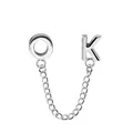 Minimalistische silberne OK-Buchstaben Ohrringe mit Kette aus poliertem Edelstahl - E15-23 Silber (OK Buchstabe)