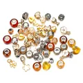 Variety of 50 crystal glass and alloy large hole beads and charms for DIY jewelry bracelets - 50 Pieces Set / Gold