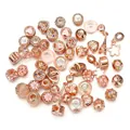 Mix of rose gold crystal and enamel large hole beads for DIY charm bracelets - 50 Pieces Set / Rose Gold