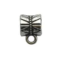 Antique silver alloy charm spacer bead with ribbed texture and loop for DIY jewelry - Radial Grooved Texture Bail (8281) / 7x9 Hole 3 (1g)