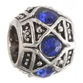 Charm in argento con strass blu scuro per bracciali in stile europeo fai-da-te - Blu Zaffiro