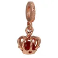 Rose gold crown charm with red crystal and heart cutouts for DIY bracelet making - Rose Gold Crown Red Stone Charm (023)