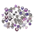 Detailed collection of purple crystal and silver alloy large hole beads for DIY jewelry - 50 Pieces Set / Purple