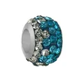 Silver bead charm with alternating blue and white crystals for DIY bracelets - Blue White Rhinestone Pave (2)