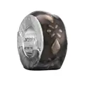 Round silver bead charm with dark floral relief patterns for DIY jewelry bracelets - Floral Rhombus Texture Style