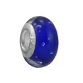 Blue Murano style glass bead with internal bubbles and 925 sterling silver core - Blue Bubble with Silver Core (4)