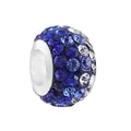 Blue and white crystal pave charms for DIY bracelets with silver finish and large holes - Blue Ombre Rhinestone (5)