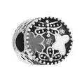 Oxidized silver dragonfly and flower charm with enamel details for bracelets - Dragonfly Floral Vintage Style