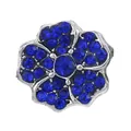 Blue rhinestone floral charm bead with silver base for custom bracelets and jewelry - Five-Petal Flower Dark Blue Pavé Style (31)