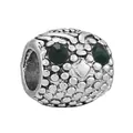 Vintage owl charm bead with emerald green gemstone eyes for DIY charm bracelets - Owl Green Gemstone Style (2)