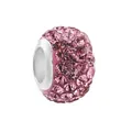 Pandora style sparkling pink crystal pavé charm bead with large hole silver base - Pink Rhinestone Pave (7)