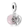 Pink enamel MOM pendant charm with silver butterfly and dragonfly motifs for bracelets - Silver Dragonfly Pink Enamel Style (3)