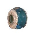 Blue translucent glass bead with rose gold floral caps for DIY charm bracelets - Blue Bubble with Rose Gold Cap (8)