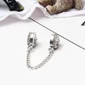 Sicherheitskette aus Silber mit funkelnden Kristallen und Schmetterlings-Herz-Akzenten - K13-02 Silber (Strass Herz)