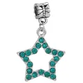 Silver hollow star charm with emerald green crystals and vintage butterfly connector - Teal Rhinestone Star Dangle Style (6)