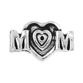 Silver vintage MOM bead with nested heart design and oxidized finish for DIY bracelets - MOM Concentric Style (8)