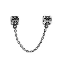 Vintage Silber-Sicherheitskette mit hohlem Gänseblümchen-Muster für Charm-Armbänder - AQL-01 Weiß K (Vintage Gänseblümchen)