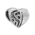 Vintage silver heart charm bead with embossed patterns for DIY bracelet jewelry - Abstract Relief Heart Style (9)