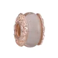 Rose gold hollowed charm bead with milky white glass for DIY jewelry making - Frosted Milky with Rose Gold Cap (12)