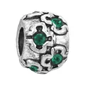 Silver retro charm bead with emerald green crystals and hollow floral patterns - Emerald Gemstone Hollow Scroll Style (12)