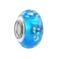 Blue glass charm bead with silver core and S925 engraving for DIY bracelet - Blue Flocculent with Silver Core (15)