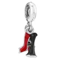 Silver high heel charm with red and black enamel detail for DIY jewelry bracelets - Normal Specification / Red Black High Heels Pendant